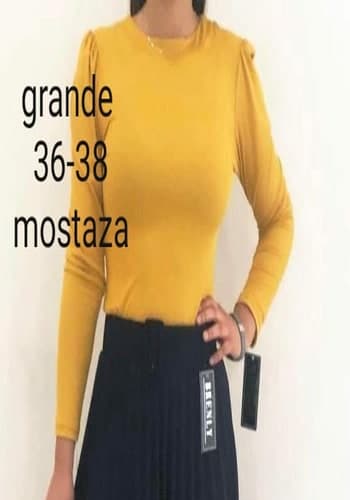 Blusa larga color Mostaza talla Grande  estilo Manga aglobada larga 