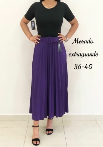 Falda larga color Morado talla Extragrande  estilo Tableada