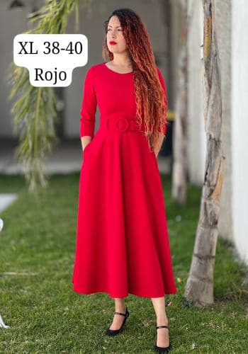 Vestido  largo color Rojo talla Extragrande  estilo Circular