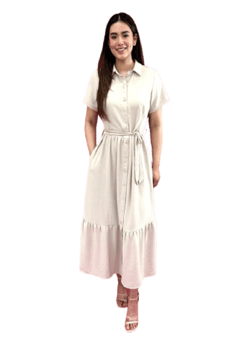 Vestido  largo color Beige  talla Grande  estilo Campesino