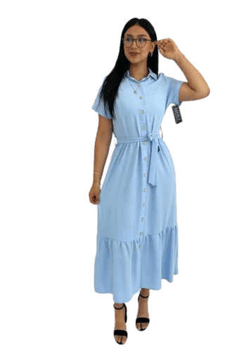 Vestido  largo color Azul celeste  talla Grande  estilo Campesino