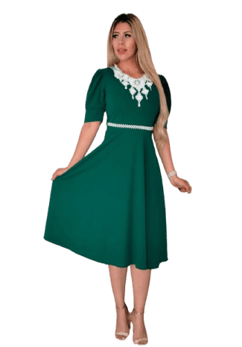 Vestido  largo color Verde botella  talla Grande  estilo Circular