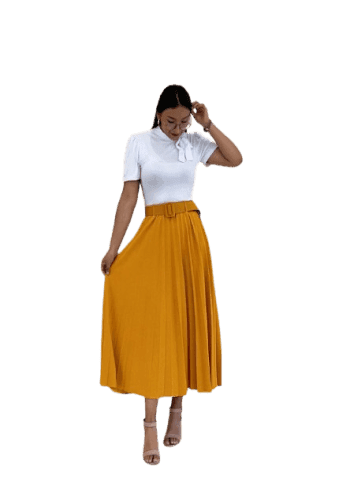 Falda larga color Mostaza talla Extragrande  estilo Tableada