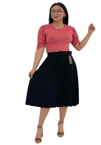 Falda larga color Negro talla Extragrande  estilo Tableada