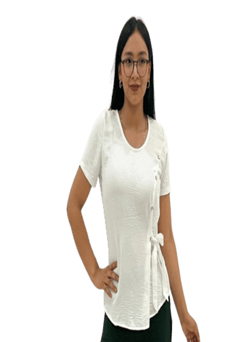 Blusa larga color Blanco talla Grande  estilo Manga corta 