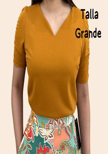 Blusa larga color Mostaza talla Grande  estilo Cuello V