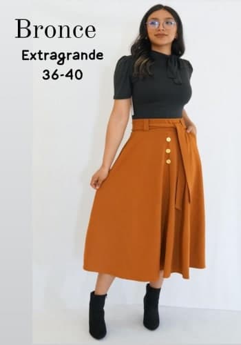 Falda larga color Bronce talla Extragrande  estilo Circular