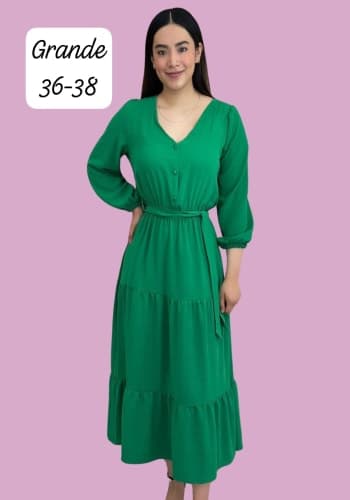 Vestido  largo color Verde keli talla Grande  estilo Doble olan