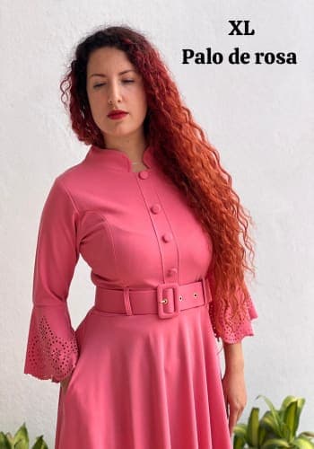 Vestido  largo color Palo de rosa  talla Extragrande  estilo Circular