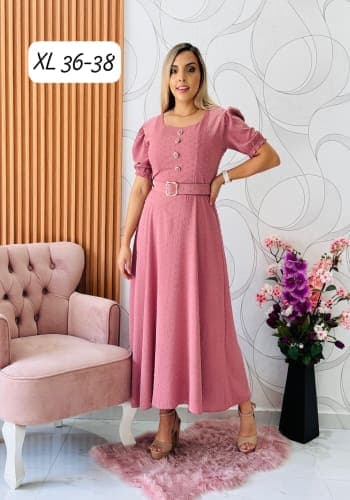 Vestido  largo color Palo de rosa  talla Extragrande  estilo Circular